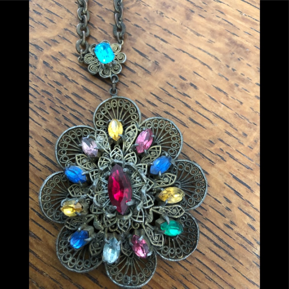 Vintage multicolored rhinestones necklace